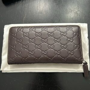 Gucci Long Wallet Chocolate Brown 307987525040 AUTHENTIC